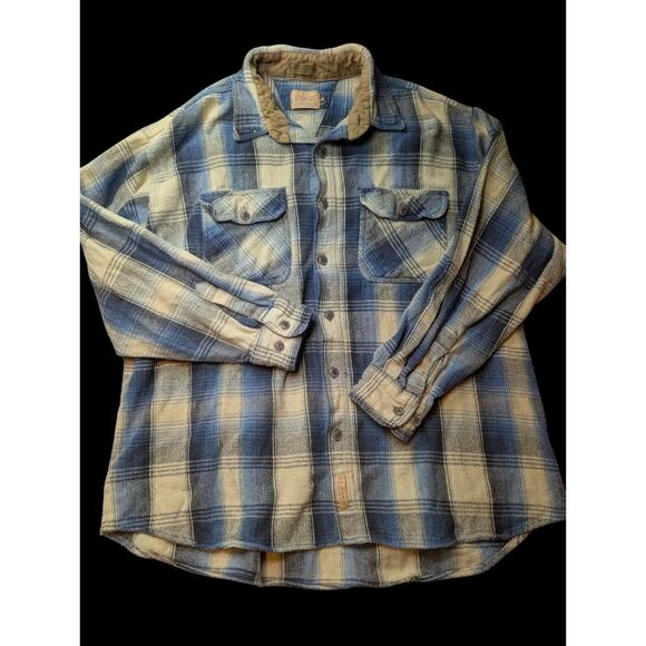 VTG 90s CE Schmidt Shirt Mens 2XL Blue Plaid Flannel Outdoor Barn Chore Shacket - Picture 1 of 7